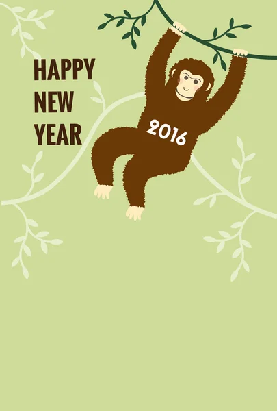 Année du singe nouvel an carte illustration — Image vectorielle