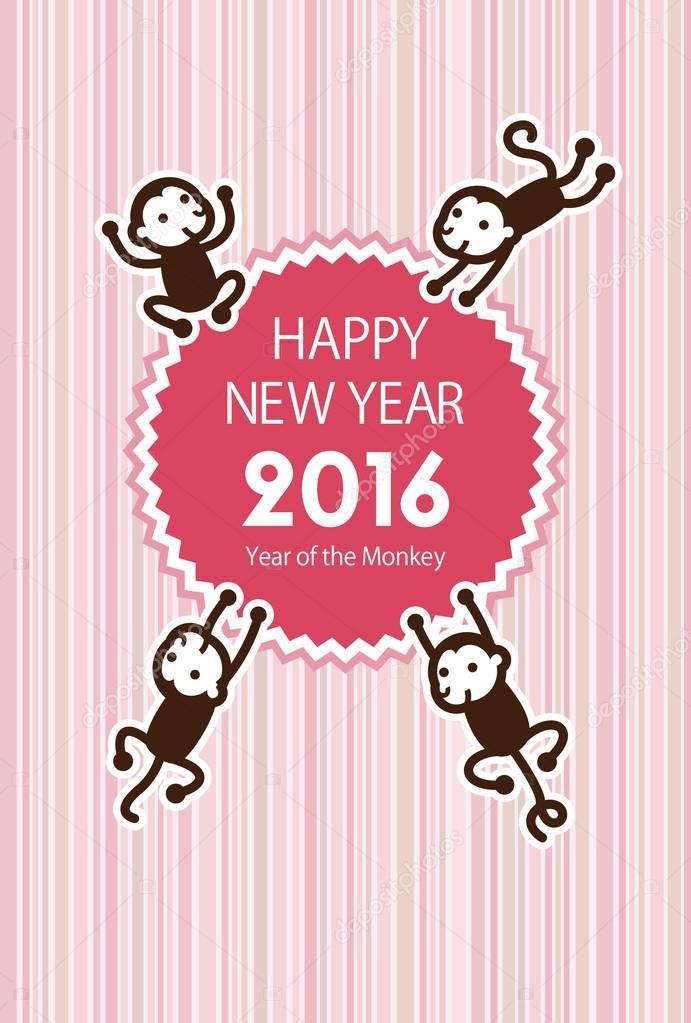 Monkey new year card illustration