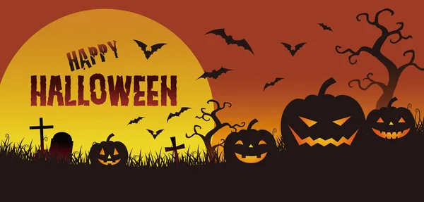 Halloween illustration, jack o lantern in the twilight — Stock Vector