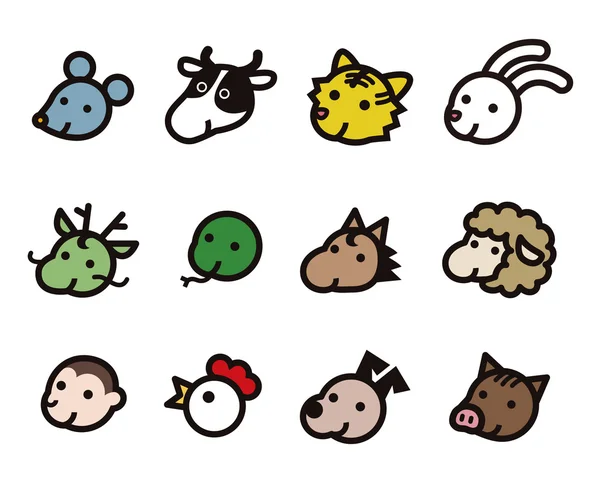 Dodici cinese zodiaco animali icona — Vettoriale Stock