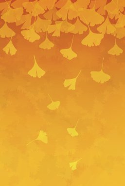 Turuncu arkaplanda sarı ginkgo yaprakları