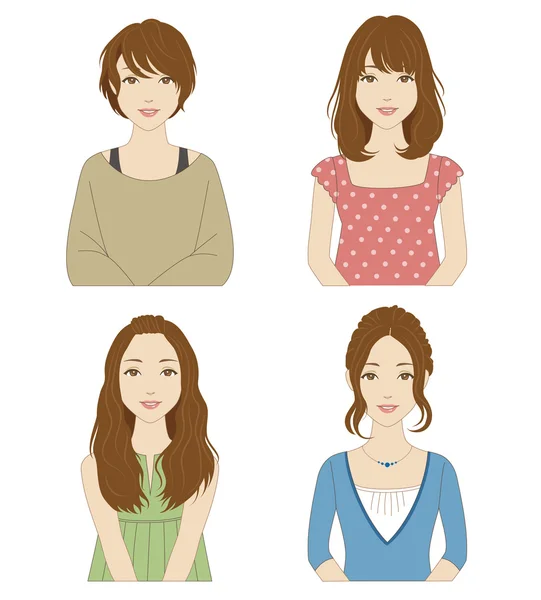 Farklı saç stilleri olan kadınlar.