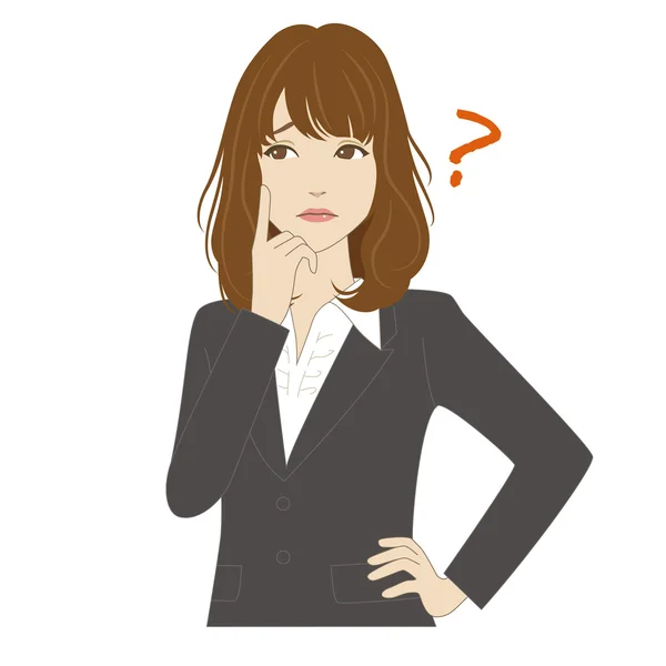 Young woman in business suit thinking — Stock Vector