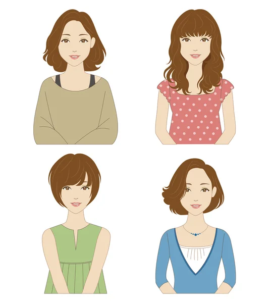 Farklı saç stilleri olan kadınlar.