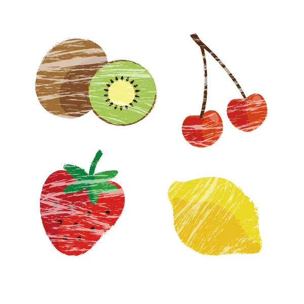 Illustrazione dei frutti primaverili ed estivi — Vettoriale Stock