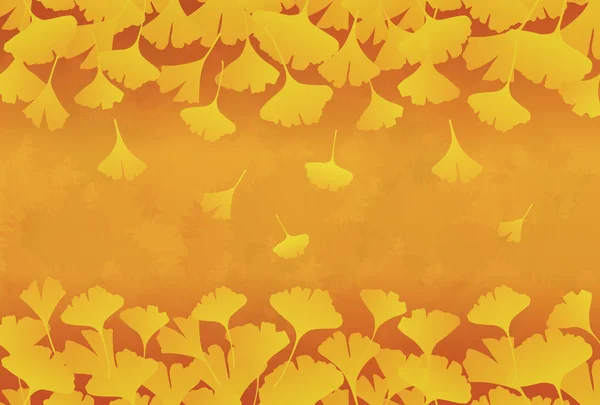 Amarelo ginkgo folhas no fundo marrom laranja —  Vetores de Stock
