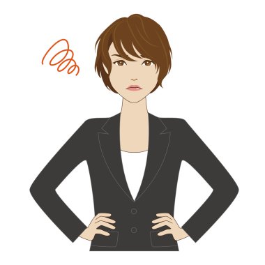 Angry young woman in business suit clipart