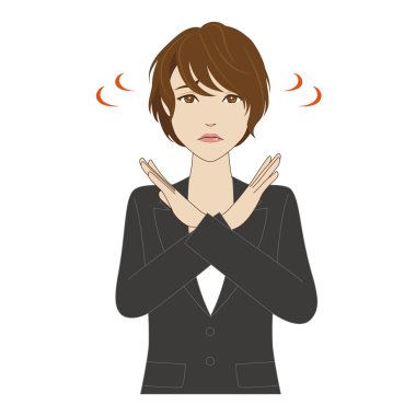 Young woman crossing her arms saying NO clipart