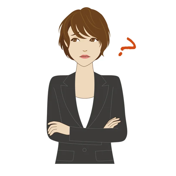 Düşünme iş takım elbiseli genç kadın