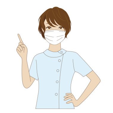 Dental assistant pointing up clipart