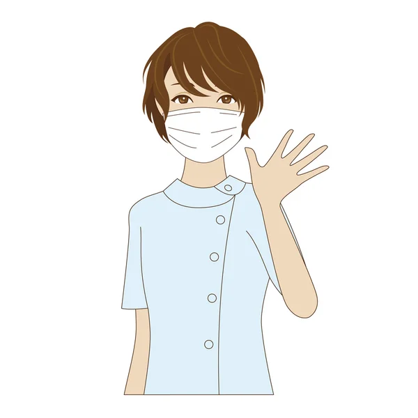 Dental assistant waving her hand — Stock Vector