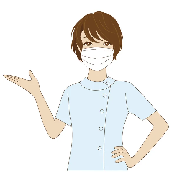 Avucunun kadar koyarak kadın diş asistanı