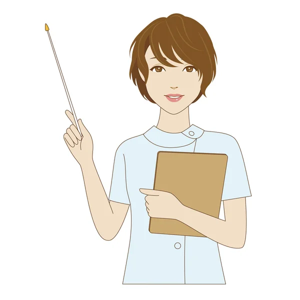 Female dental assistant holding a pointer — Stock Vector