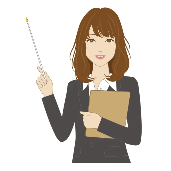 Female office worker holding a pointer — Stock Vector