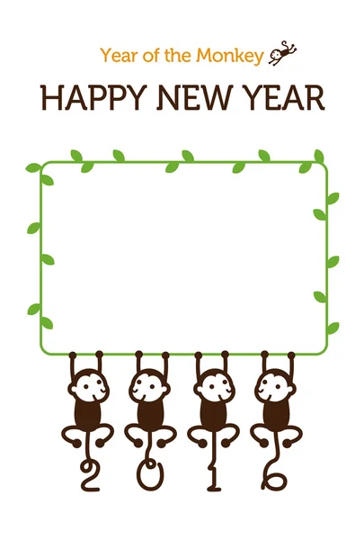 Ano Novo ilustração macaco cartão — Vetor de Stock