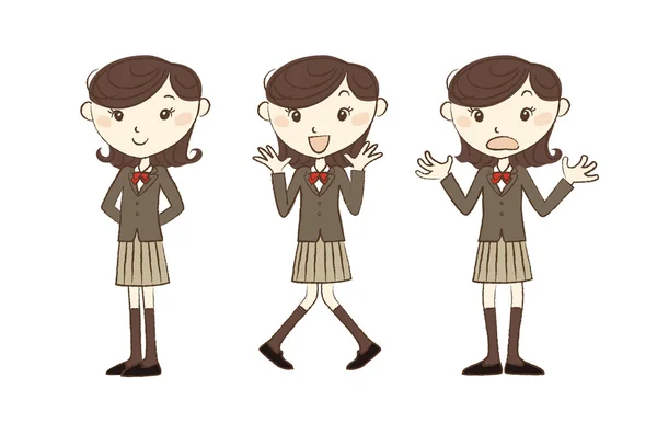 Estudiante de secundaria con varias poses — Vector de stock