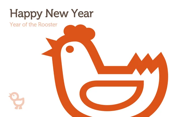 Año del gallo, Tarjeta de Año Nuevo — Vector de stock
