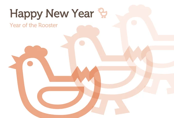 Año del gallo, Tarjeta de Año Nuevo — Vector de stock