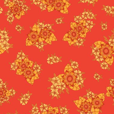 Vektör çiçek deseni. Renkli kesintisiz botanik doku, detaylı çiçek illüstrasyonlar. Stil, Bahar çiçek arka plan doodle.