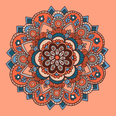 Soyut mandala ile çizilmiş arka plan ver. Yuvarlak süsleme desen. Süs mandala.