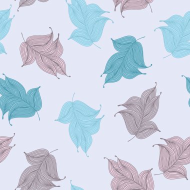 Dikişsiz el çizilmiş desen tüyleri ile. El ile çekilmiş soyut desenle doodle tüyler. 