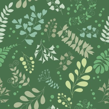 Yaprakları ve meyveleri ile vektör desen. Çiçek dekorasyonu. 