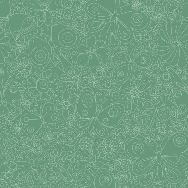 Vektör çiçek deseni. Renkli kesintisiz botanik doku, detaylı çiçek çizimler. 