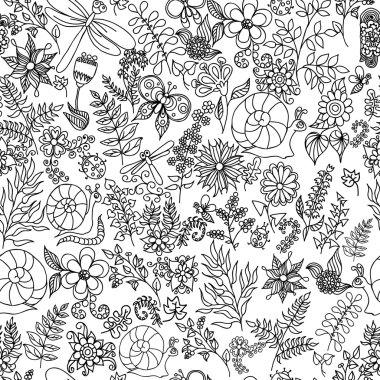 Sorunsuz elle çizilmiş doğa desen