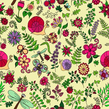 Sorunsuz elle çizilmiş doğa desen