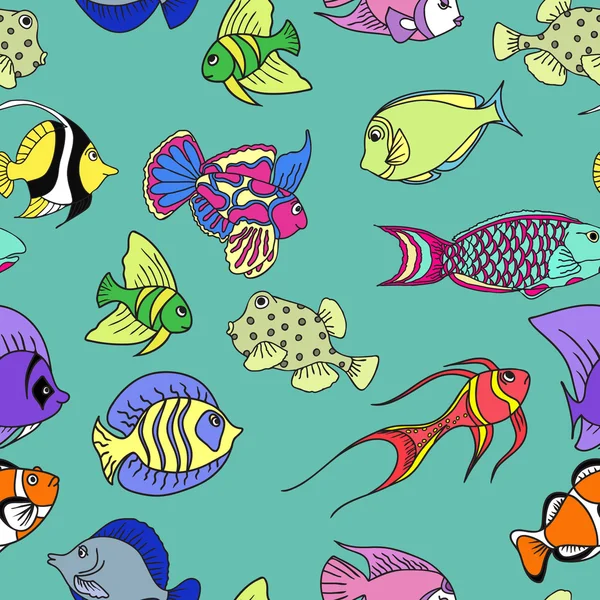 Modèle de mer dessiné à la main sans couture — Image vectorielle