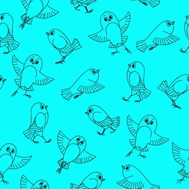 Kuşlarla kusursuz el çizimi.