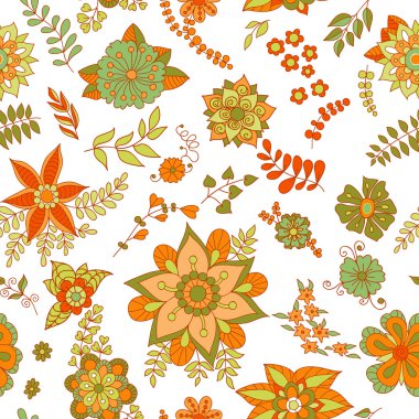 Floral Tema sorunsuz elle çizilmiş desen