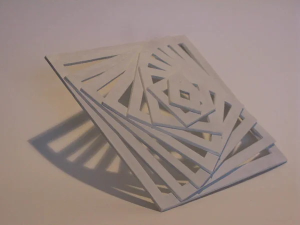 Cube Spirale Modèle Avec Ombres Sur Fond Neutre Espace Copie — Photo