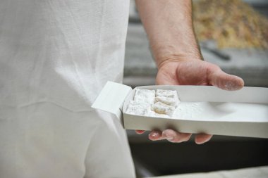 Geleneksel şekerlemeler ve şekerlemeler elde yapılır. boş kopyalama alanı