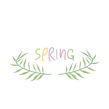 Çiçek ve yapraklı karalama şeklinde vektör çizimi. Yumuşak, bahar çiçekli arka plan pastel renklerle