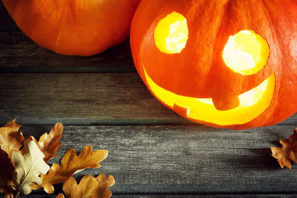 Pumpkins for halloween with spooky faces — Stock Photo, Image