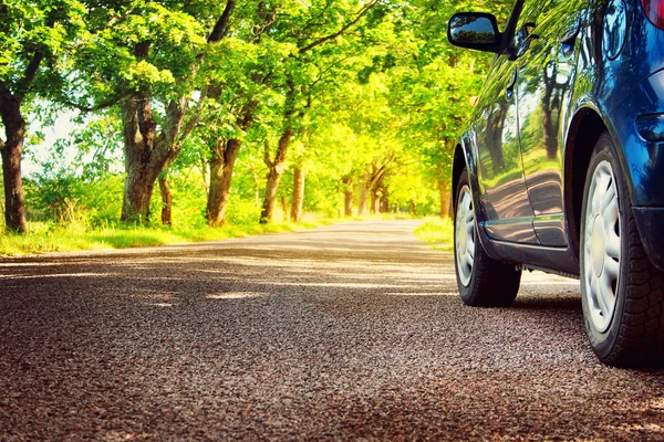 Auto na asfaltové silnici v létě — Stock fotografie