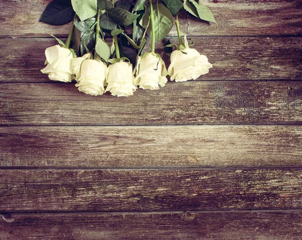 木製の背景にバラ — ストック写真