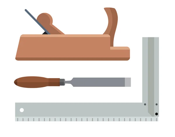 Outils de menuiserie ciseau raboteuse et barre d'angle — Image vectorielle