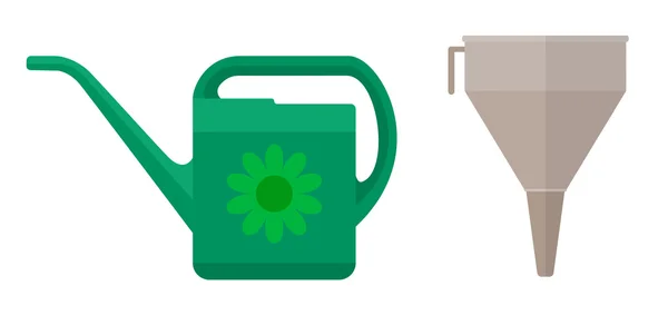 Watering can and funnel — Stock Vector