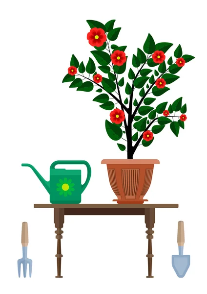 Pot de fleurs en pot arrosoir et instrument pour le jardinage Graphismes Vectoriels