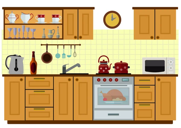 配备家具的现代化厨房 免版税图库矢量图片