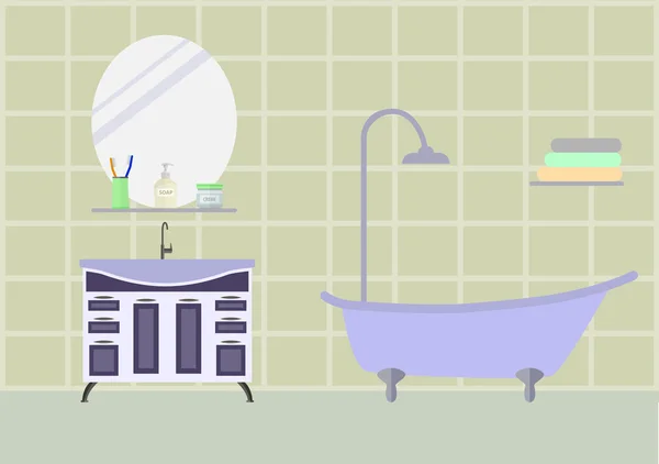 Salle de bain avec meubles Vecteur En Vente