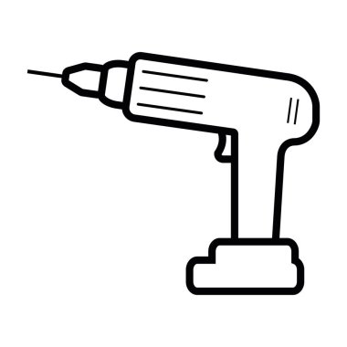 El aletleri, elektrikli şarj edilebilir. Sondaj ve bükme için vektör simgesi. Beyaz arkaplan simgesi üzerine siyah