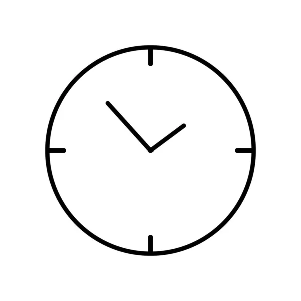 Jednoduchá ikona vektorových hodin černá na bílém pozadí. Obrázek v časovém stylu pro webové stránky, logo, aplikaci — Stockový vektor