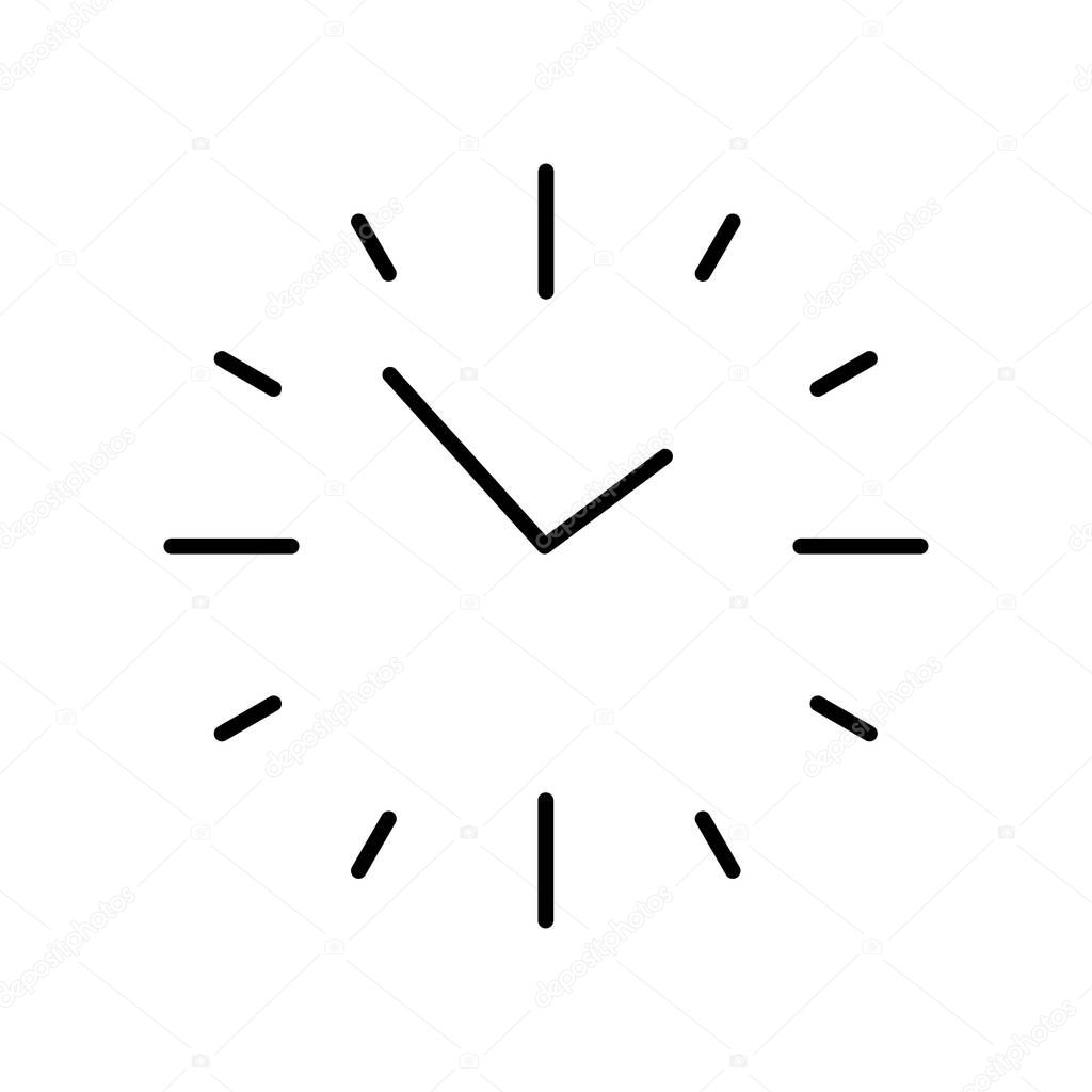 Simple vector clock icon black on white background. Time style image for website, logo, app