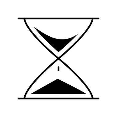 Kum saati görüntülü basit bir vektör simgesi. Beyaz arkaplanda klasik saat siyah çizgisi