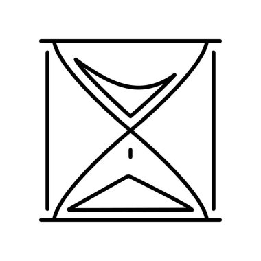 Kum saati görüntülü basit bir vektör simgesi. Beyaz arkaplanda klasik saat siyah çizgisi