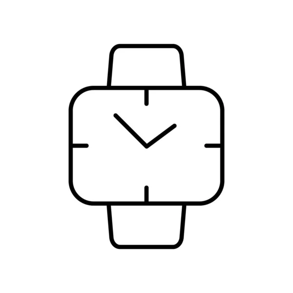 Eenvoudig vectoricoon met de afbeelding van een polshorloge. Analoge klok met een lijn op een witte achtergrond — Stockvector