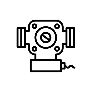 Dolaşım pompası, ısıtma, ısı kaynağı. Beyaz arkaplanda izole edilmiş basit bir biçimdeki vektör işareti